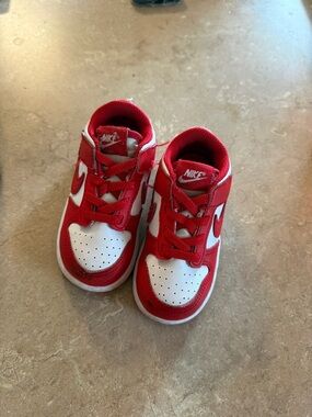 Nike Kids' Red and White Dunk Sneakers